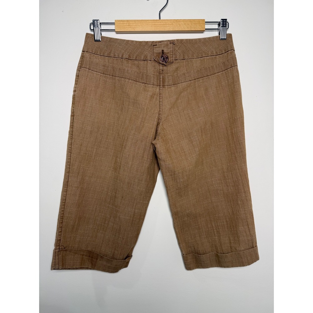 Odds 'n Evens Women's Brown Khaki Shorts‎ Bermuda Long Size 7 - Picture 2 of 9